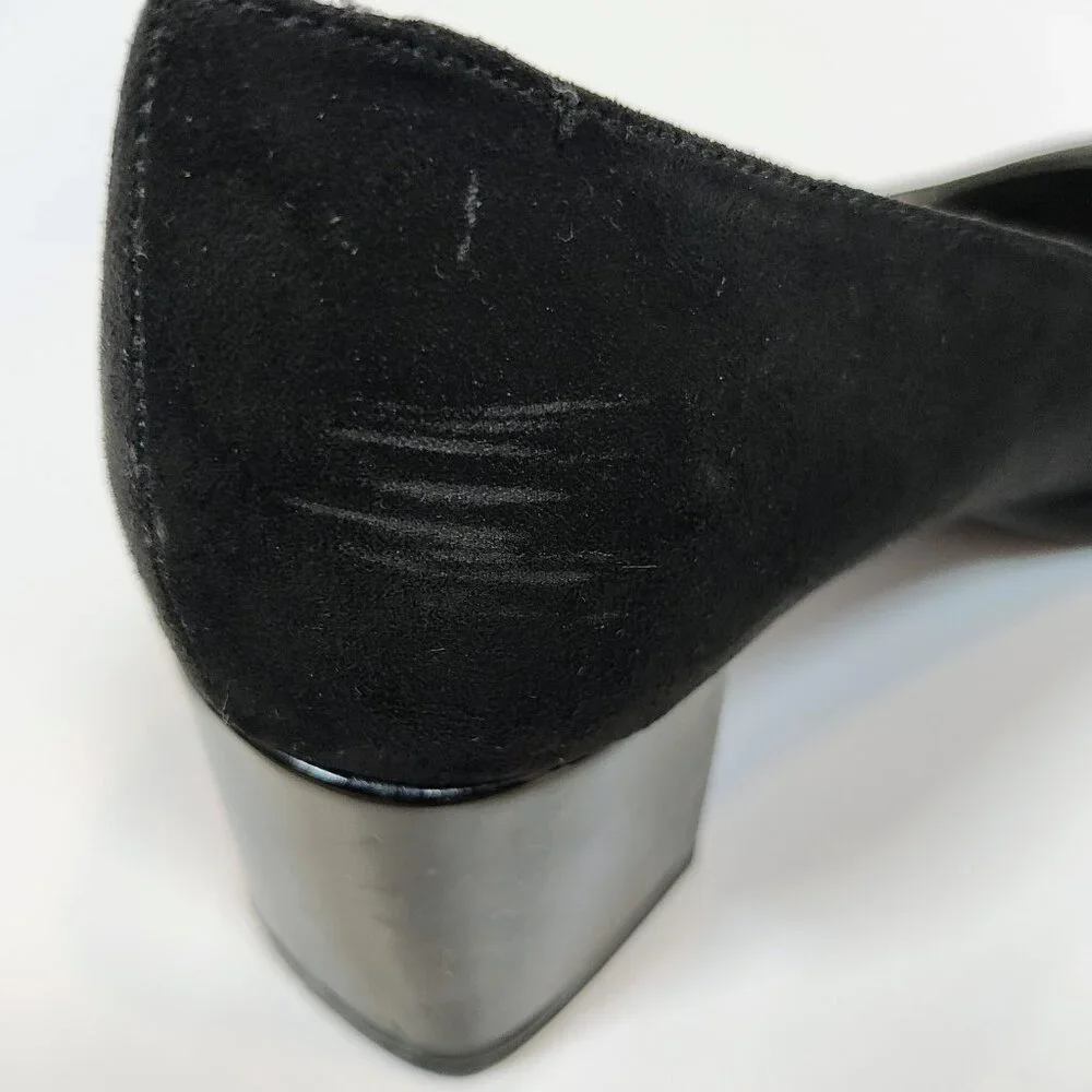 Bandolino Women's 8M Black‎ Suede Chunky Heel Pumps